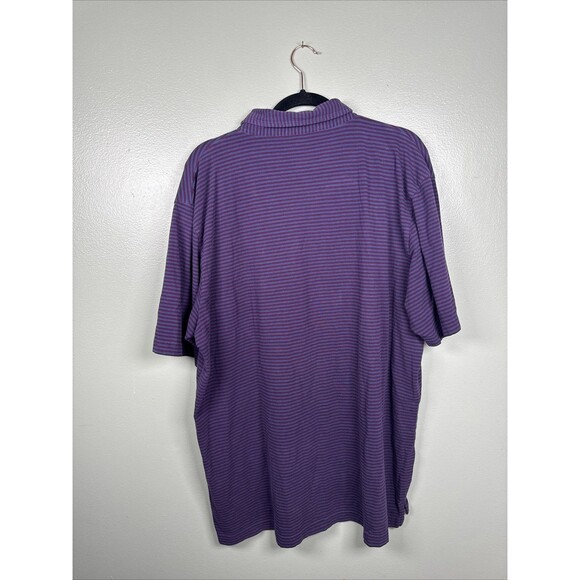 Peter Millar Seaside Wash Short Sleeve Polo XL Purple‎ Stripe Golf Chest Pocket - Picture 2 of 7